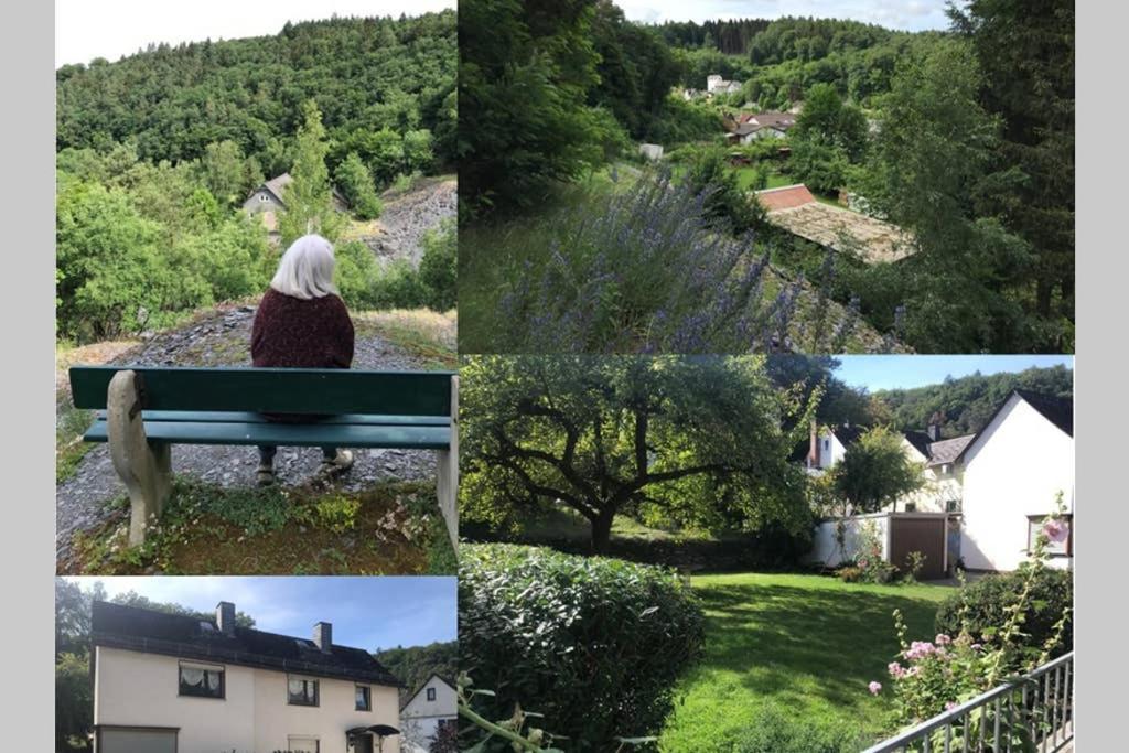 a collage of photos with a woman sitting on a bench at Casa Siepelunga in Villmar