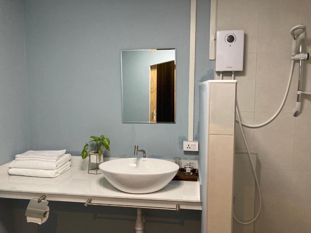 Koupelna v ubytování Moocoworking