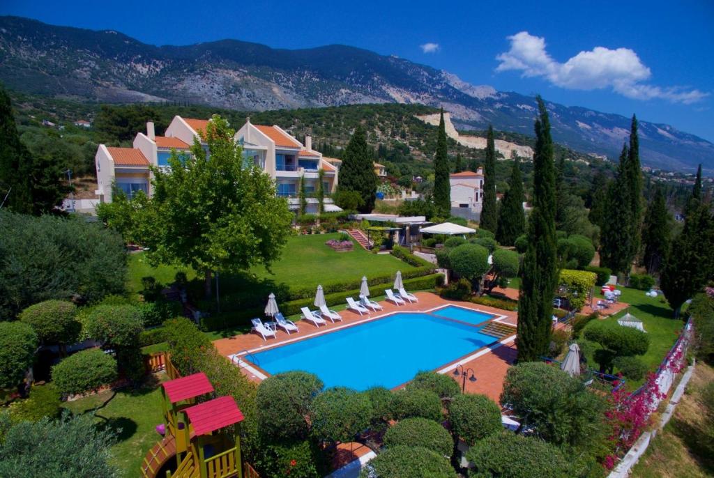 an aerial view of a resort with a swimming pool at Felix Residence in Mousata