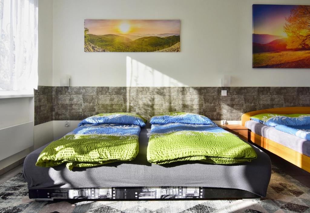 Łóżko lub łóżka w pokoju w obiekcie Apartman Nikola Trojanovice