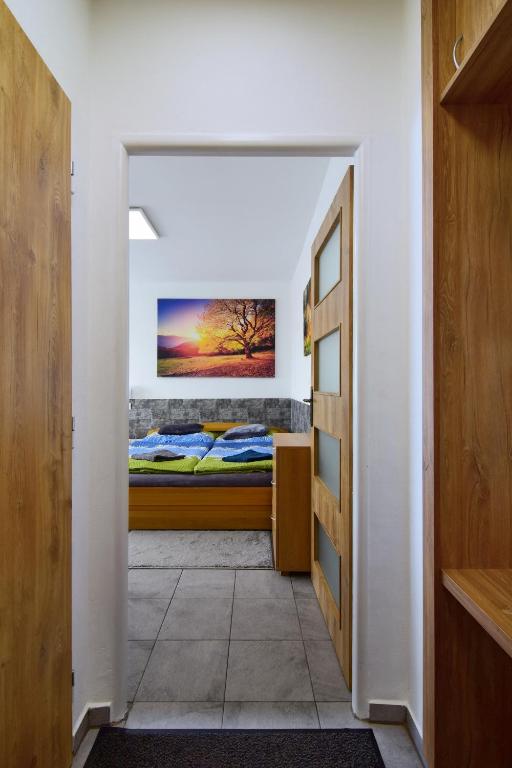 Łóżko lub łóżka w pokoju w obiekcie Apartman Nikola Trojanovice