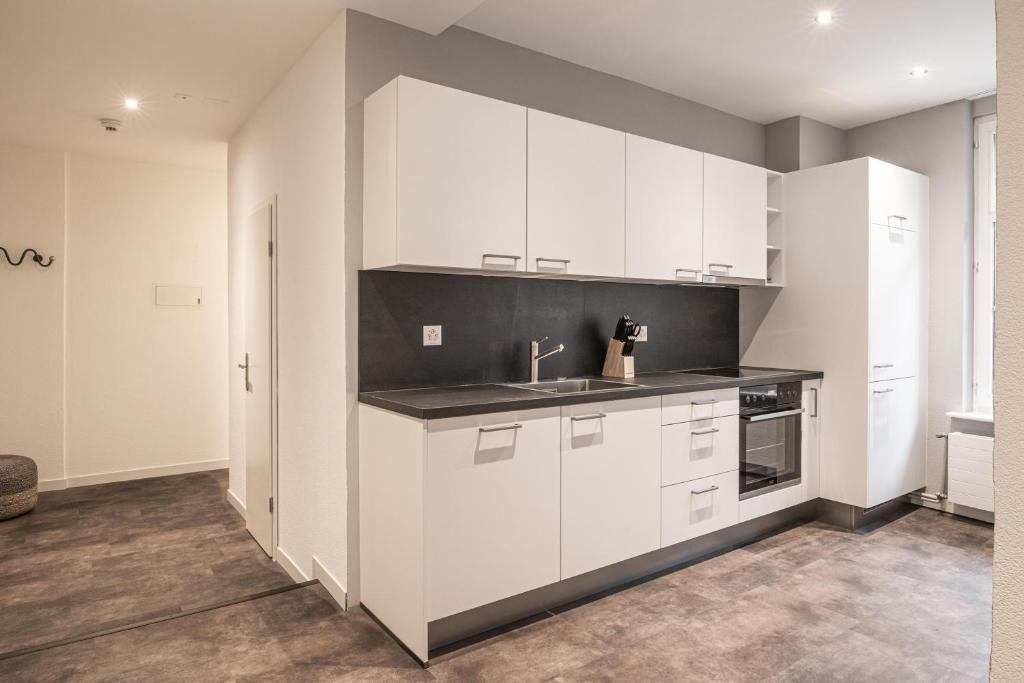 Kuchyň nebo kuchyňský kout v ubytování Apart Hotel Amadeo