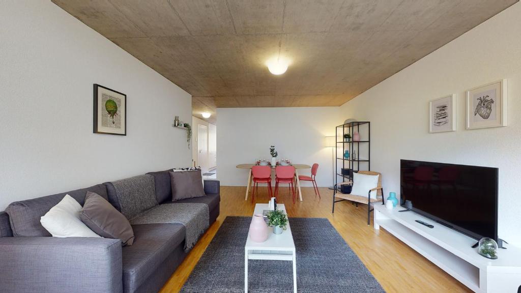 TV a/nebo společenská místnost v ubytování Bright and luminous 2-bedroom-flat in downtown