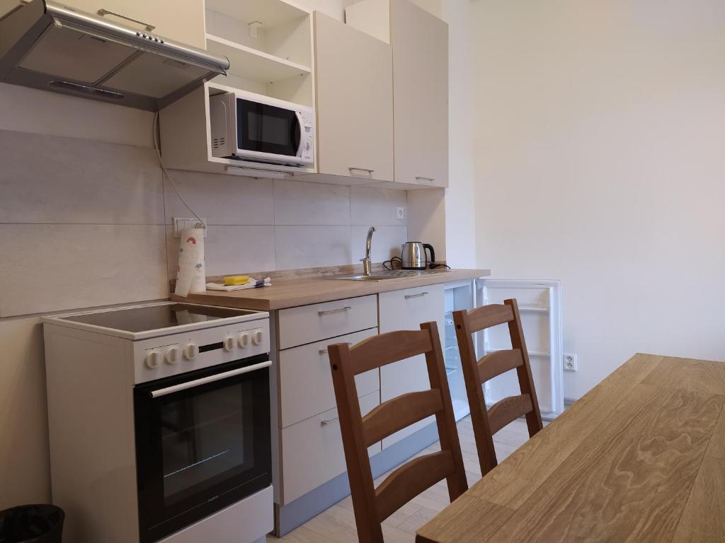 Kuchyň nebo kuchyňský kout v ubytování Apartmány LoNo
