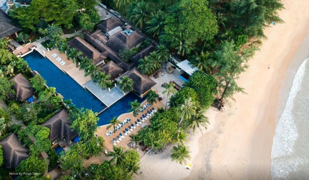 an aerial view of the resort and the beach at Seaview Resort Khao Lak - SHA Plus in Khao Lak