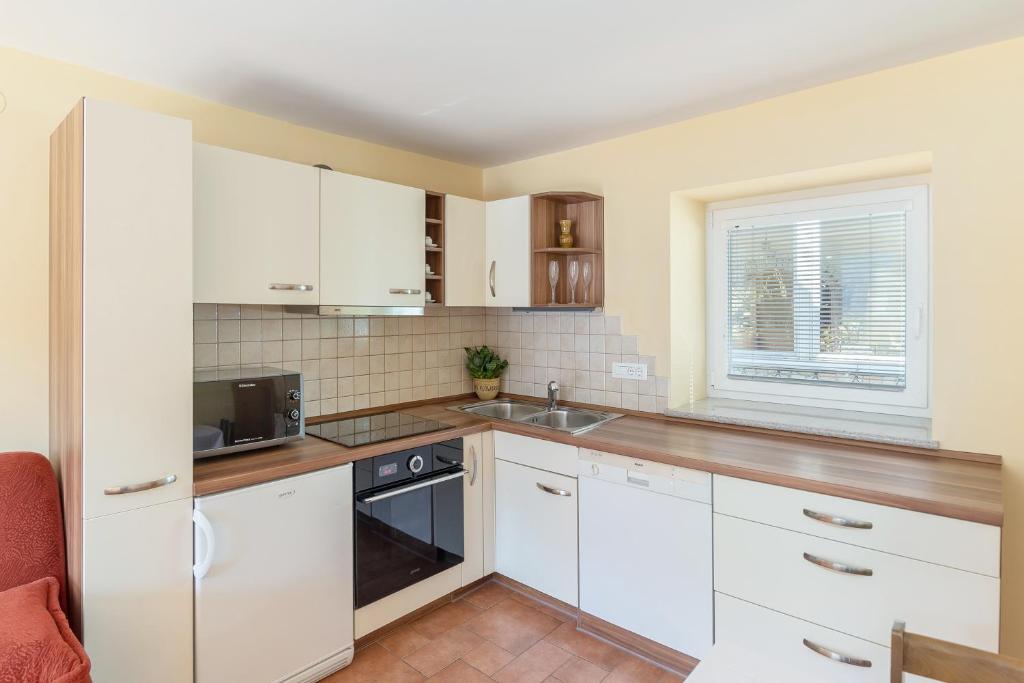 Kuchyň nebo kuchyňský kout v ubytování Apartment house Jager
