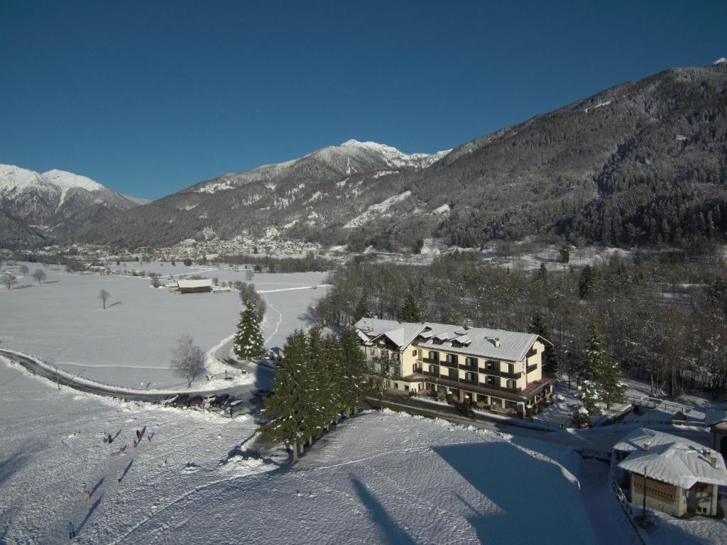 an aerial view of a resort in the snow at Hotel Rio in Caderzone Terme