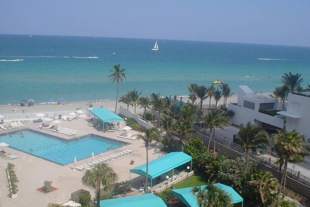 an aerial view of the beach and the ocean at Beach condo with great views for your worry free vacation in Hollywood FL in Hollywood