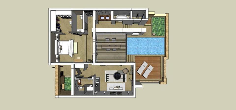 plan piętra willi z basenem w obiekcie Eagles Villas Halkidiki Ocean One Bedroom Pool Villa With Private Garden w mieście Uranupoli