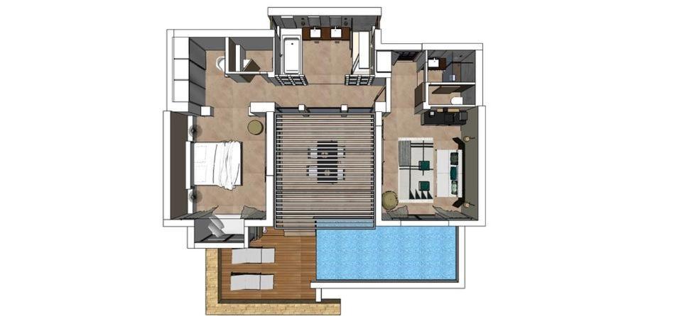 Plan piętra w obiekcie Eagles Villas Halkidiki Ocean One Bedroom Pool Villa With Private Garden