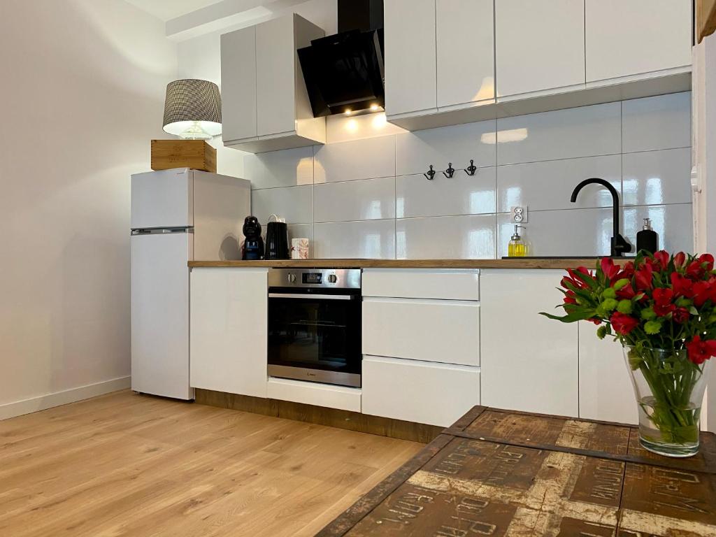 Kuchyňa alebo kuchynka v ubytovaní apartament Hrabala
