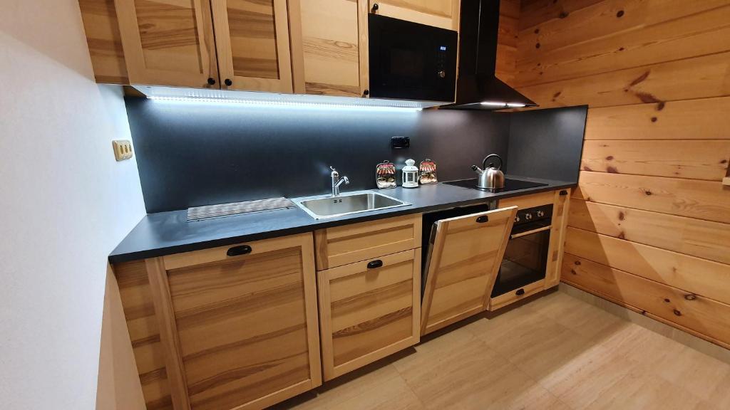 Kuchyň nebo kuchyňský kout v ubytování Apartmány Orlice
