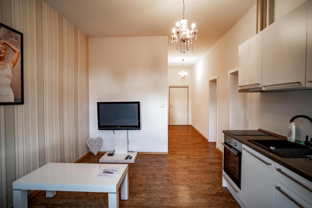 Virtuvė arba virtuvėlė apgyvendinimo įstaigoje Apartmany Pisek