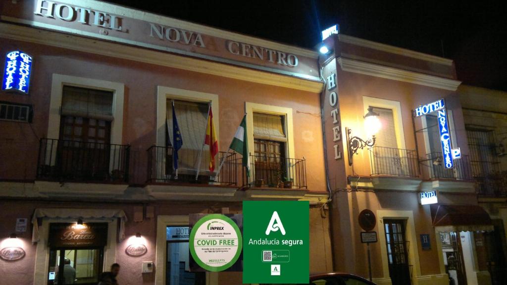 a hotel nova centre with a sign in front of it at Hotel Nova Centro in Jerez de la Frontera