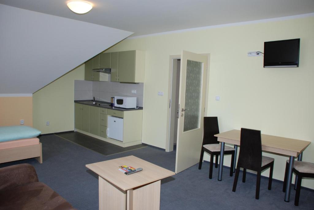 Kuchyň nebo kuchyňský kout v ubytování Apartmány Sport with Garage