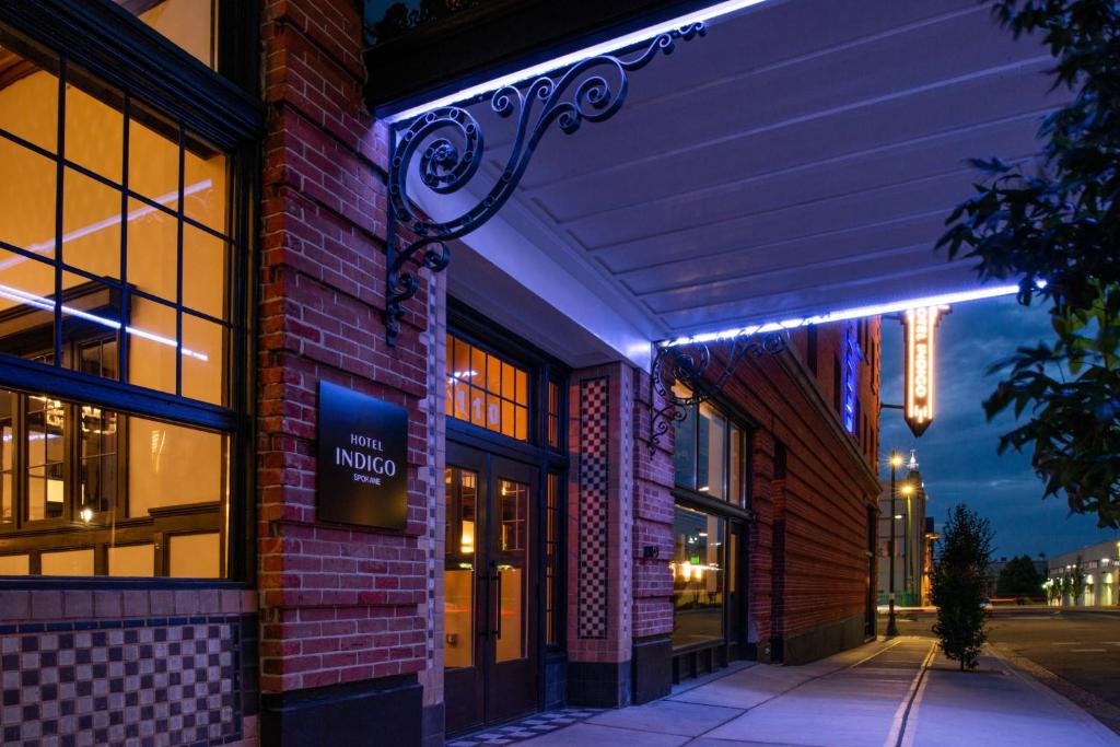 a building with a sign on the side of it at Hotel Indigo Spokane Downtown, an IHG Hotel in Spokane