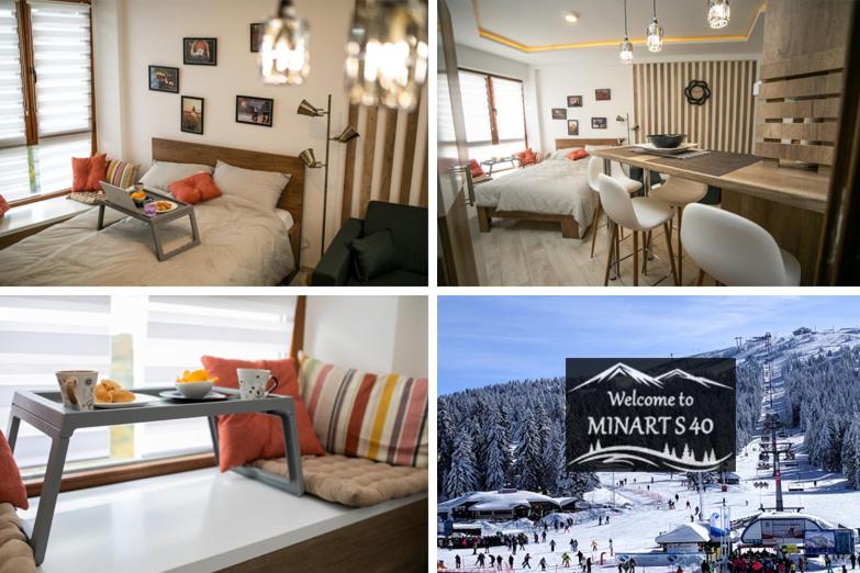 a collage of pictures of a living room and a bedroom at Milmari MINART S40 in Kopaonik