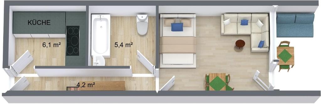 The floor plan of MOOKI Mountain & Pool Gerlitzen Apartment