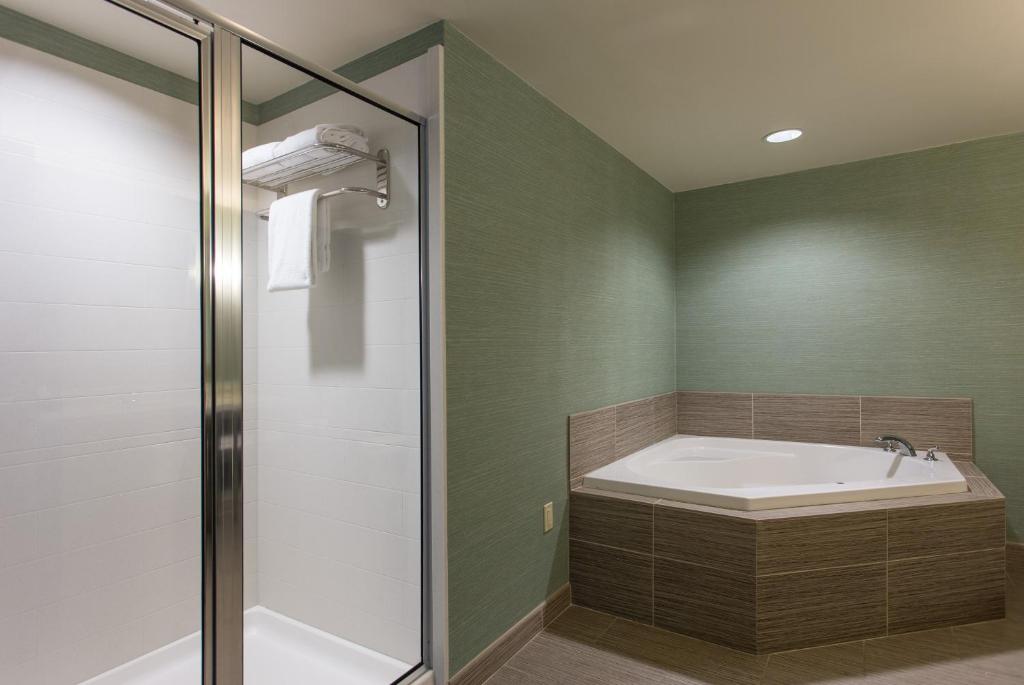 a bathroom with a tub and a sink and a shower at Holiday Inn Texarkana Arkansas Convention Center by IHG in Texarkana