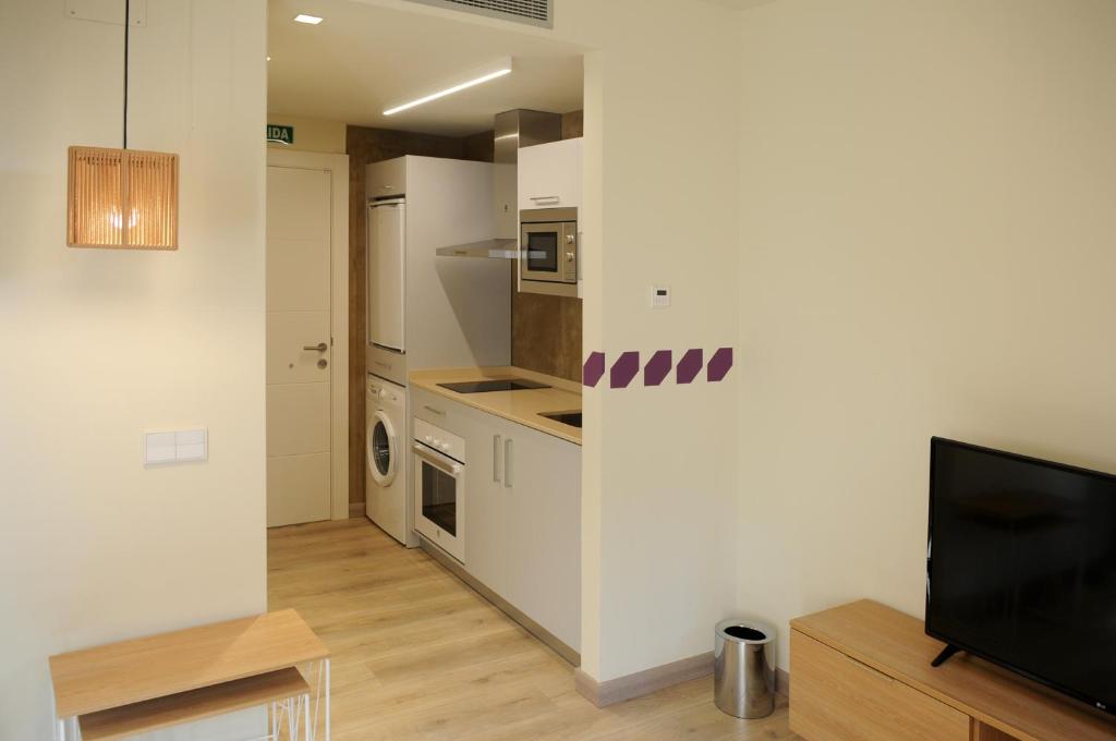 Kuchyň nebo kuchyňský kout v ubytování APARTAMENTOS TURÍSTICOS GUIANA