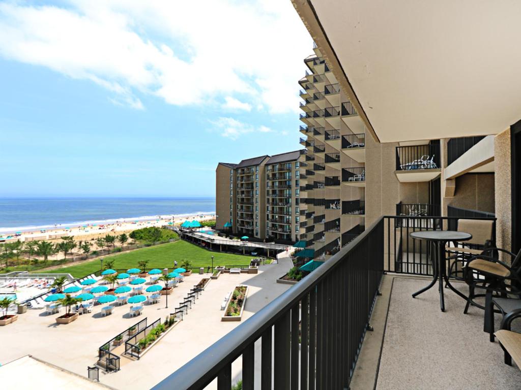 a balcony with a view of the beach and the ocean at Sea Colony Edgewater House VI in Bethany Beach