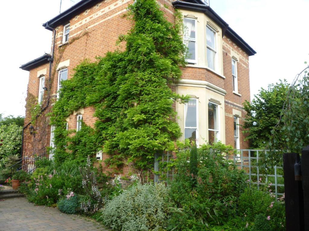 um edifício com uma árvore a crescer ao lado dele em Laurel House em Cheltenham