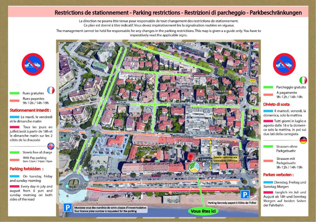 a map of the site of a construction site at Les Palmiers in Fréjus