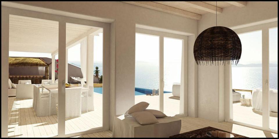 A seating area at Zinas Mykonos Villas Aegean Blue Villa