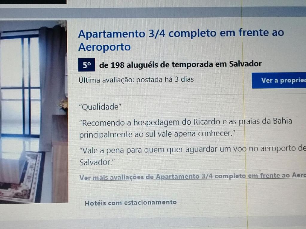 Apartamento 3/4 completo em frente ao Aeroporto  Apartamento 3/4 completo em frente ao Aeroporto