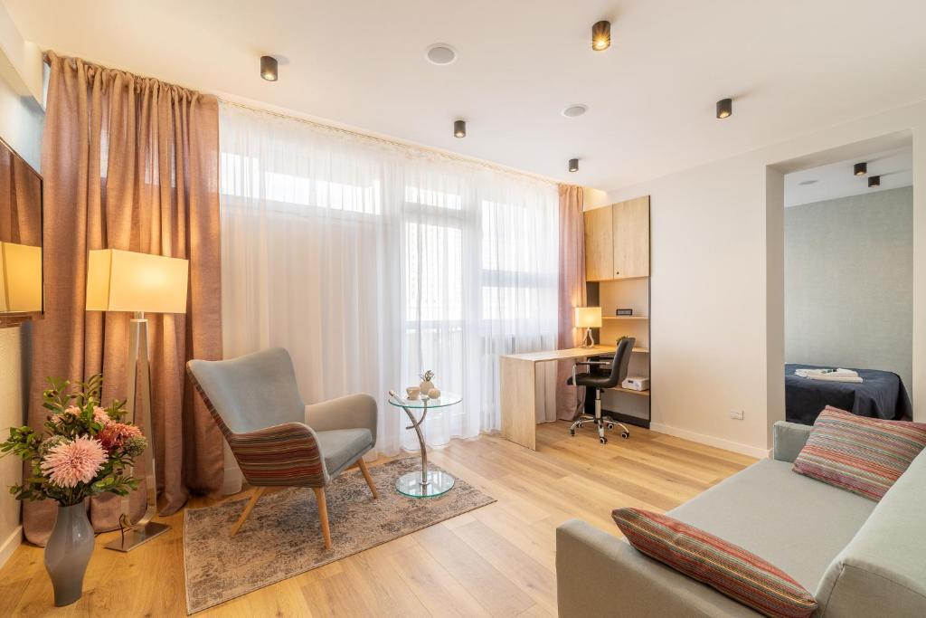 Posedenie v ubytovaní Piastowska Modern Apartment I Katowice Centrum Apartament