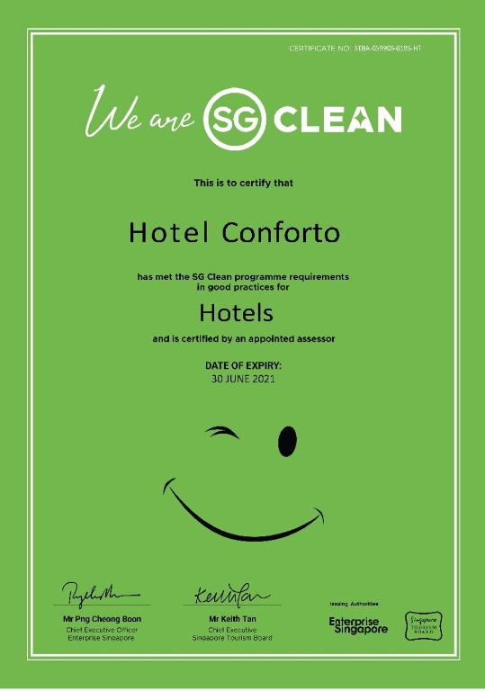 Certifikát, hodnocení, plakát nebo jiný dokument vystavený v ubytování Hotel Conforto