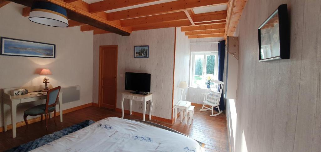 TV a/nebo společenská místnost v ubytování Le Relais de la Comté