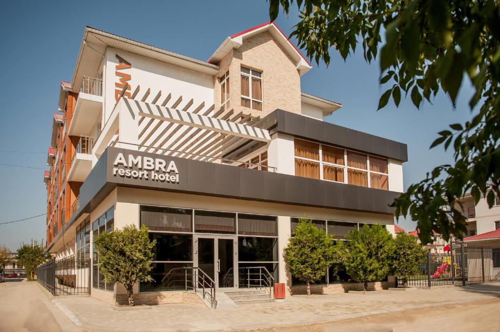 a building with an amazon foreclosure sign on it at Ambra Resort Hotel All inclusive in Anapa