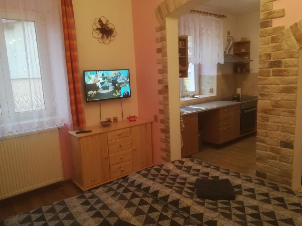 Kuchyň nebo kuchyňský kout v ubytování Apartmány pod Barunčinou školou