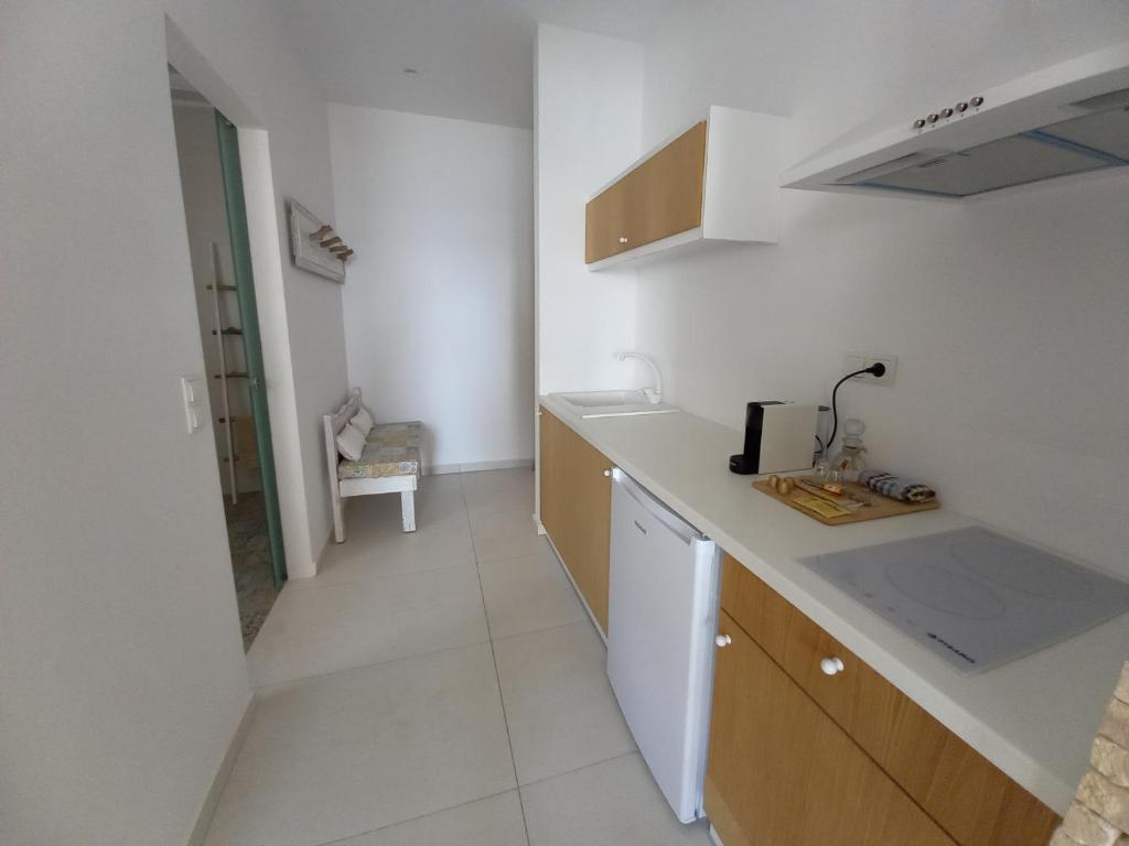 Kuchyň nebo kuchyňský kout v ubytování Notus Suites