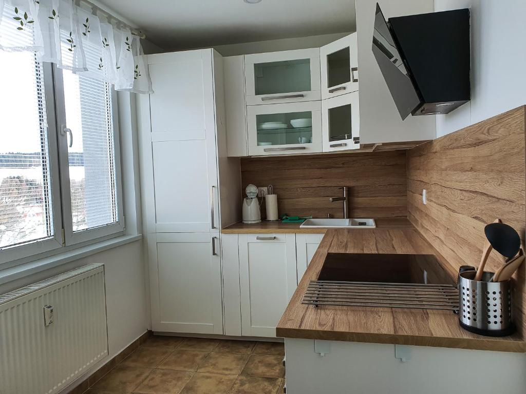 Kuchyň nebo kuchyňský kout v ubytování Apartmány SCHMIEDEBERG u KLÍNOVCE