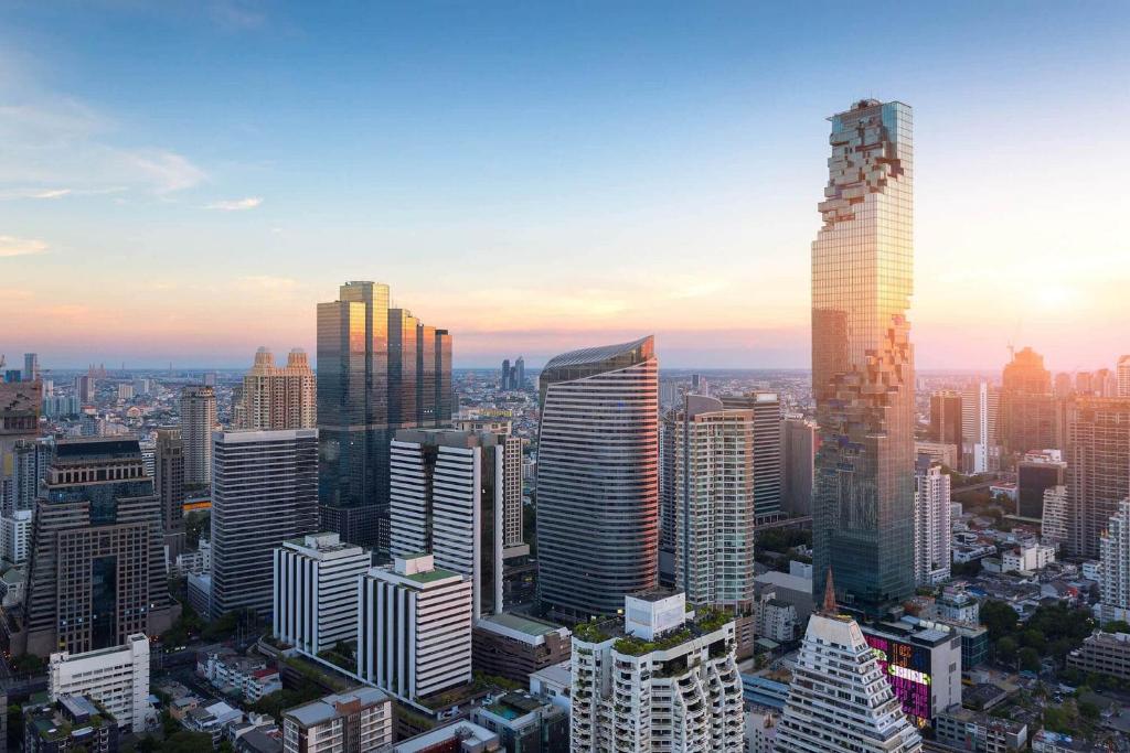 Nespecifikovaný výhled na destinaci Bangkok nebo výhled na město při pohledu z hotelu
