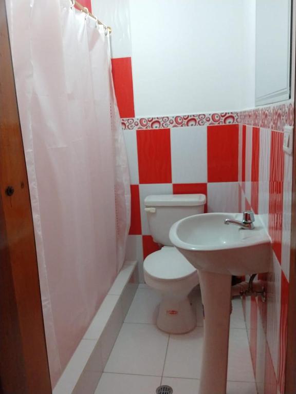 Koupelna v ubytování Hostería La Chorrera