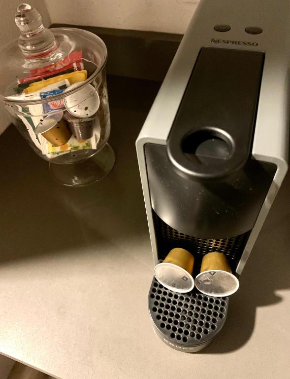 a trash can with a toilet on a counter at Il Giardino Segreto Arona, Charming Apartments in Arona
