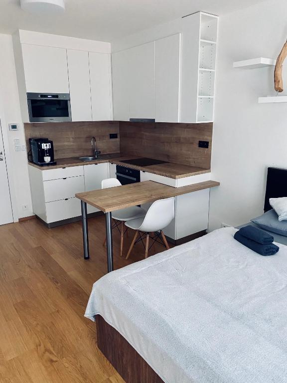 Kuchyň nebo kuchyňský kout v ubytování Business Apartments