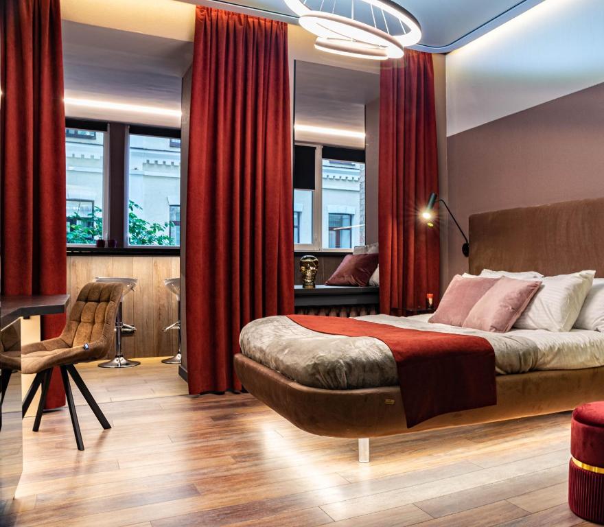 Posezení v ubytování Luxury Upscale Apartments On 18 M Zhitomirska