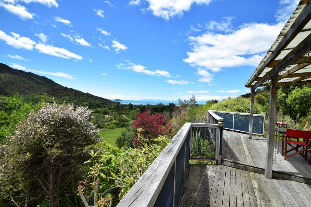 a view from the deck of a house at Marahau Retreat in Marahau