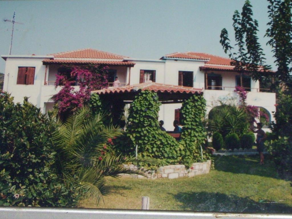 una casa con un montón de plantas delante de ella en Hotel Elytis, en Potistika