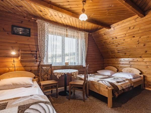ザコパネにあるU Majerczyka IIのログキャビン内のベッドルーム1室(ベッド2台付)