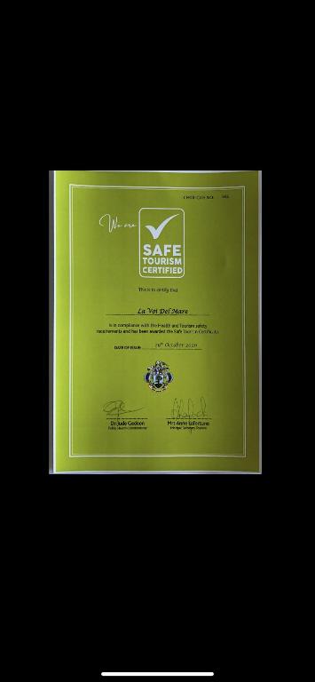 Certifikát, hodnocení, plakát nebo jiný dokument vystavený v ubytování La Voi del Mare
