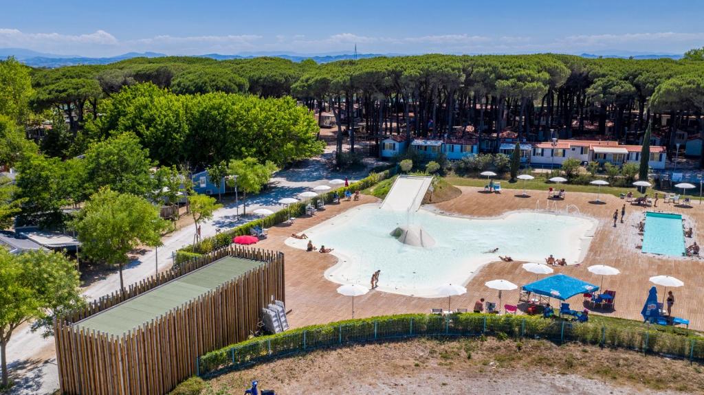 an aerial view of a pool at a resort at Pineta Sul Mare Camping Village in Cesenatico