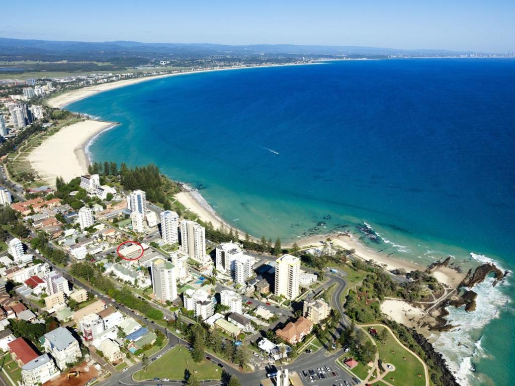 an aerial view of the beach and the ocean at Maybury Unit 1 in Gold Coast