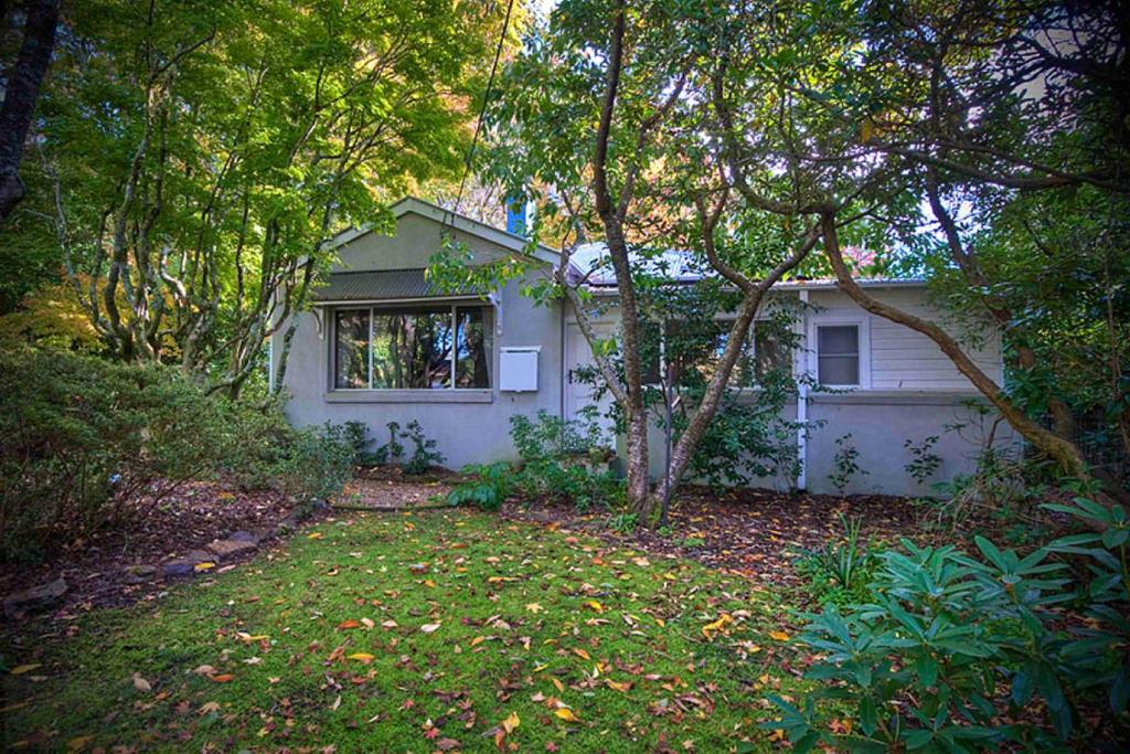 ein kleines weißes Haus inmitten von Bäumen in der Unterkunft Finchley in Blackheath