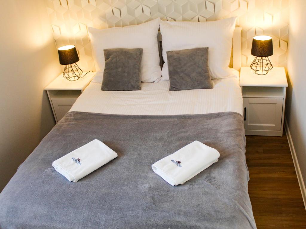 Postel nebo postele na pokoji v ubytování Apartamenty Szarotka
