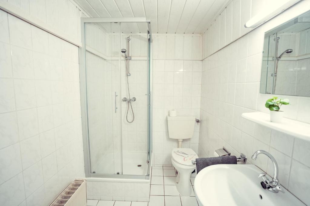 Koupelna v ubytování Auberge Leipzig
